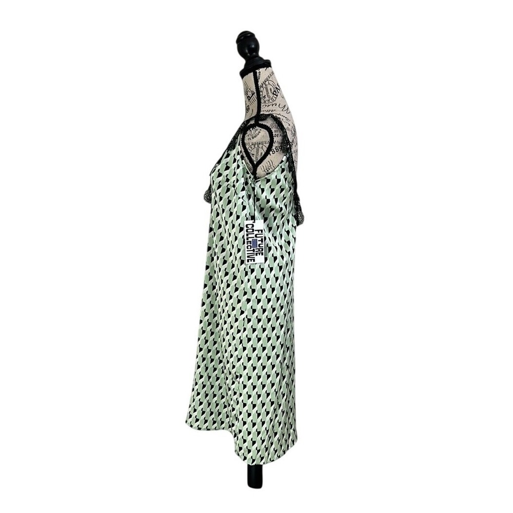 Future Collective Kahlana Barfield Brown Green Geometric Lace Slip Dress XS NWT - Picture 4 of 10